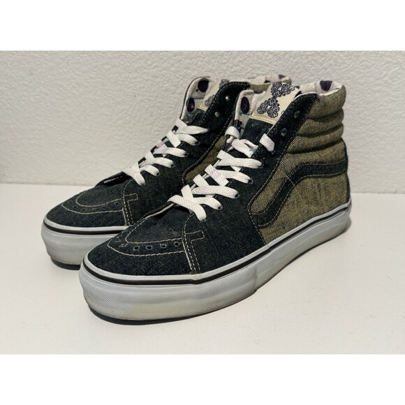 2006 VANS SK8-Hi LX LOOMSTATE SKATE SHOES SZ 8.5 BLUE DENIM POLKA DOTS SNEAKERS - Picture 2 of 14